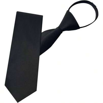 Upgrade Men Zipper Ties Easy On Zip, Men's Pre Tied 3.15 Inch 8CM Necktie Black Ties
