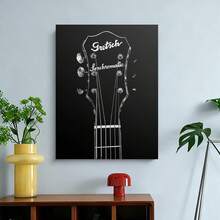 Framed 1pc Framed Gretsch Electric Guitar Headstock Canvas Art - Black & White Musical Decor With, Ready-To-Hang Framed Poster For Music Room, Living Room, Office, Studio - Perfect Gift For Guitarists & Music Lovers - Vintage Instrument Poster, Guitar Decor, Office Artwork, Classic Design, Durable Frame, Wall Hanging, Home Decorators, Flat - Đóng khung - Xem 2