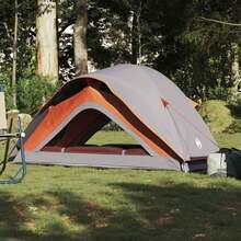 vidaXL 1-Personen Campingzelt In Grau Und Orange, Wasserdicht - A - Übersicht 4