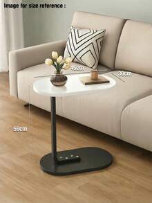 Ein moderner, minimalistischer C-förmiger Beistelltisch fürs Sofa, ein kleiner Couchtisch fürs Wohnzimmer, ein platzsparendes Möbelstück für kleine Wohnungen, erhältlich in vier Ausführungen. - weiß schwarz - Übersicht 10