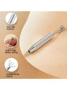 四爪精密珠宝镊子 - 宝石和钻石夹持器，适用于珠子和小零件，符合人体工程学的金属/铝制工具，珠宝制作工具 - C-銀色 - 查看 8