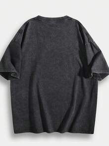 Women's Loose-Fitting Cotton Summer T-Shirt, Dark Sleeve Graphic With Retro Japanese Lettering, Lightweight Men's T-Shirt For Urban Outings And Meetings - 黑色 - 查看 2