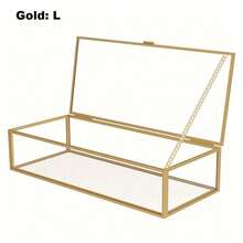 Vintage Covered Glass Box, Rectangular Jewelry Display Storage Box, Makeup Counter Perfume Display Box, Home Decor Box For Souvenirs, Jewelry, Rings, Gifts - Multicolor - View 12