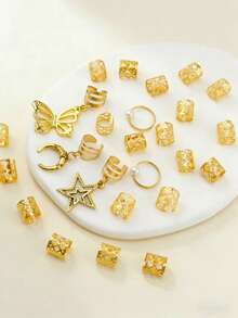 25pcs Vintage Pearl, Butterfly, Star, Moon Pendant Hair Accessories - Multicolor - View 2