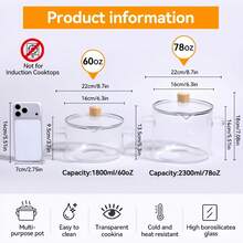 Heat-Resistant Borosilicate Glass Cookware Set (With Lids) - Suitable For Stove, Oven And Ceramic Cooktop, Great For Cooking Soup, Boiling Milk And Rice - Multicolor - View 4
