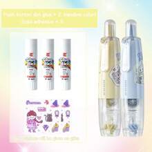 WQN 2个大容量双面胶点（按压式），3支9克白色固体胶棒，2张可爱卡通贴纸，高品质学习工具套装，返校必备 - 套裝 - 查看 8