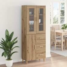 vidaXL Highboard Handwerks-Eiche 69,5 X 34 X 180 Cm Holzwerkstoff - Gelb - Übersicht 4