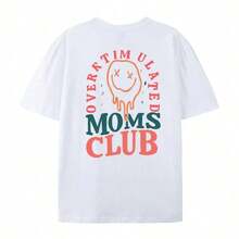 Valentine Outfits For WomenWomen's Summer Overstimulation Mom Club Graphic Print Round Neck Short Sleeve Simple Casual Everyday Black Plus Size-Shirt - 白色 - 查看 8