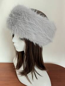 1pc Elegant Polyester Fiber Warm Elastic Headband, Faux Fur Trim, Windproof, New Fluffy Faux Fox Fur Earmuffs, Ponytail Holder, Thick Warm Mongolian Fur Hat, Autumn/Winter - Multicolor - View 15