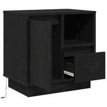 vidaXL Comodino nero effetto quercia 50 x 34,5 x 50 cm in legno composito - nero - Visualizzare 6