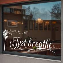 1/3pcs White Dandelion Window Clings Just Breathe Quote, Static Glass Stickers For Living Room Bedroom, Peel And Stick Vinyl Decals, Windows Anti Collision Window Decals,Spring Home Decor, Aesthetic Farmhouse - Dandelion - View 5
