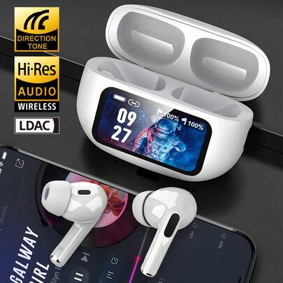 Auriculares con pantalla LCD inteligente, auriculares deportivos inalámbricos multifuncionales con micrófono incorporado, perfectos para actividades deportivas y de fitness