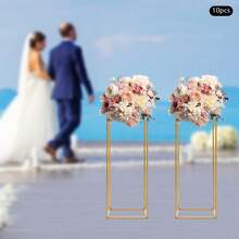 10Pcs Geometric Metal Stands, 23.62in/31.4in Tall Wedding Flower Vase Holders, Party Road Lead, Gold Wedding Flower Stand For Floral Arrangement With A Small Hammer, Easy To Mount - 金色80cm高 - 查看 8