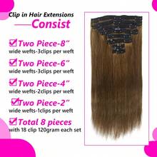 Straight Clip In Hair Extensions Medium Light Hair 18Inch 120g #6 8PCS Hair Extensions 16- 26inches For Women - S6 - View 3