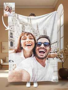 1pc Customized Photo Blanket, Valentine's Day Decor, Mother Gifts, Mother's Day Gift,  Mother's Day Gifts,  Personalized Photo Blanket, Family Photo, Pet Photo, Couple Photo Customization, Suitable For Mother's Day, Father's Day, Valentine's Day, Carnival, Easter, Thanksgiving, April Fools' Day, Back To School, Office Nap Blanket, Personal Customized Blanket, Durable, Breathable, Lightweight, Washable, Funny, Cute, Love, Soft, Comfortable, Elegant, Simple, Custom, Personalized, Unique, Ideal Gifts For Him,Customized Throws,Family Moments - Màu sắc hỗn hợp - Xem 3