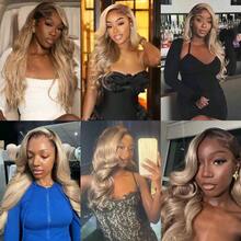 Ombre Ash Blonde Body Wave Lace Front Wigs Human Hair 200 Density Ash Blonde Dark Roots Wig Human Hair For Women Glueless 13x4 HD Lace Front Human Hair Wigs With Baby Hair Loose Wave Human Hair Wig For Daily Wear Party Use Valentine's Day Wig - 漸層棕色混合金色 - 查看 5