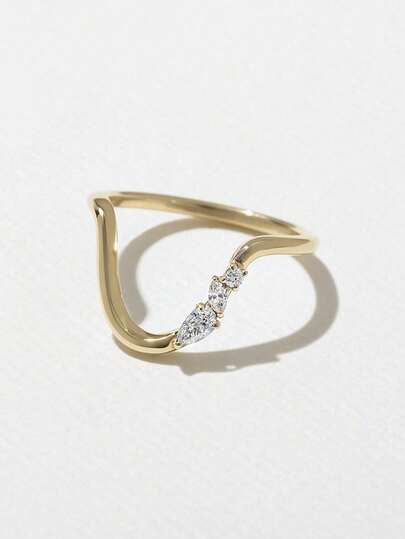 1 pieza Anillo de plata de ley 925 con forma de U y diamantes de circonita, clásico y elegante, para mujer, joyería para bailes, regalo de aniversario para la novia