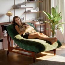 TYBOATLE 47'' Oversized Living Room Chair, Solid Wood Frame Bean Bag Chair With Thick Plush Cushion, Modern Upholstered Comfort Lounge Chair For Living Room, Reading Room, Office, Green - 綠色 - 查看 9