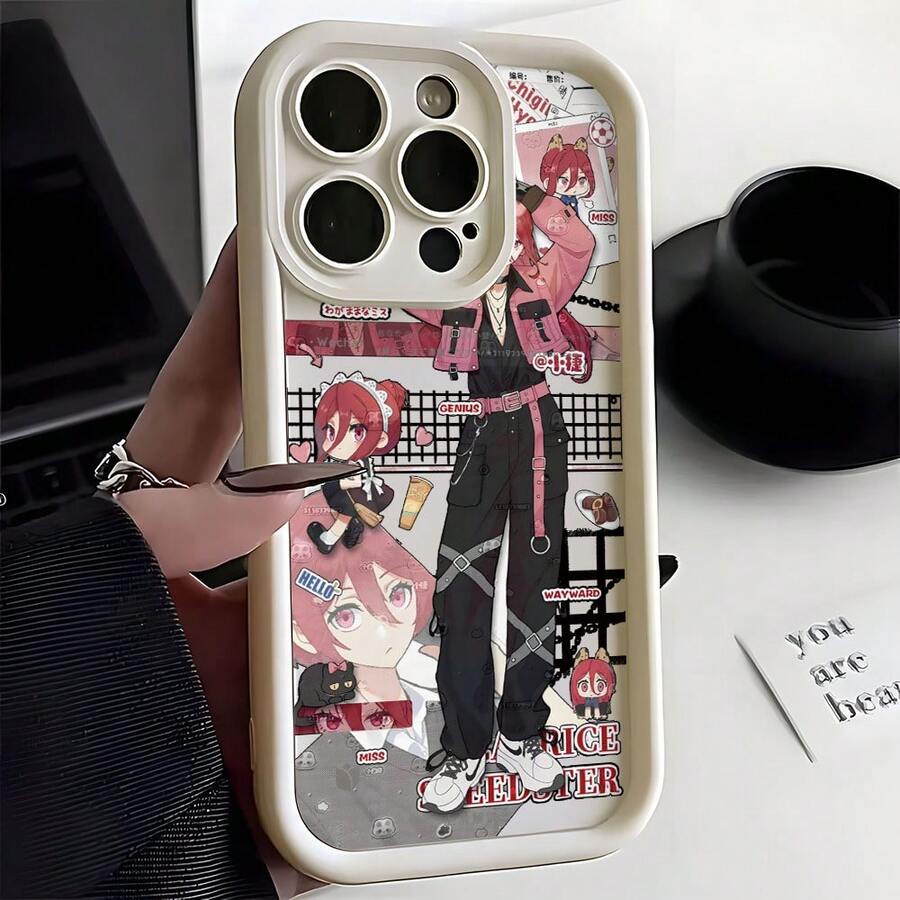 A Boy With Long Red Hair Wearing Pink And Black Clothes, Hyomas Chigiri, Has A Phone Compatible With Models 17,, 16, 15, 14, 13, 12, 11 Pro, X, XR, XSMAX, 8 And Plus, With A And Elegant Design With Protection17,17 Pro - 白色 - 查看 1