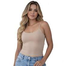 Women's Casual Tank Top With Spaghetti Straps For Gym - 米色 - 查看 2