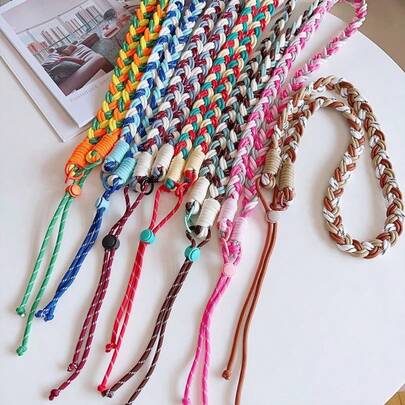 彩色编织挂绳，长款手工撞色多功能手机挂绳，适用于包包、钥匙、水瓶、音箱等。