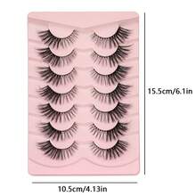 7 Pairs New Cat Eye Lashes Natural Long Lashes Winged End Eye Elongated Eyelashes Foxy Eye Look Faux Mink Eyelashes Makeup Strip Lashes,Lashes,Eyelashes,Fake Lashes - Black - View 4