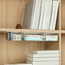 1pc/3pcs Transparent Desk Organizer Box, Adhesive Drawer-Style Storage Box Under Desk Without Drilling - Clear - View 5