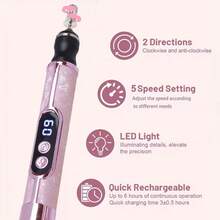 Rechargeable Electric Nail Grinder, Nail Drill Kit, Multi-Function Nail Polisher, USB Rechargeable - Thick Nail Grinding Nail Sanding Machine, 180mAh Lithium Battery Long Lasting, Professional Multi-Speed Electric Nail File, Nail Polishing Care Shaping Tool, Manicure Professional Grinding Tool, Nail Lamp & Grinder 2-In-1, Great Gift For Women, High Quality And Affordable - Nhiều màu - Xem 5