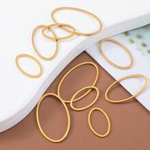 10pcs Stainless Steel Oval Hollow Pendant Connectors, Suitable For DIY Resin, Jewelry Making, Necklace, Bracelet, Beaded Earrings, Handmade Frame Accessories, Multi-Size - Stainless Steel Ring - View 7