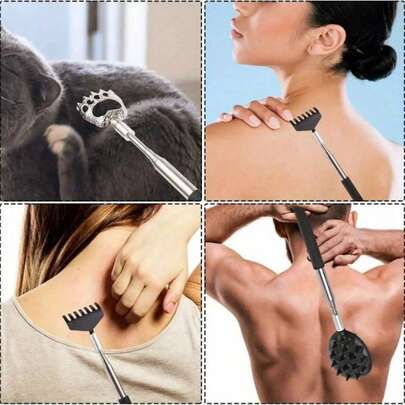 3件套可伸缩背部按摩器，带可拆卸按摩头，男女通用圣诞礼物，双面爪形背部按摩器圣诞礼物