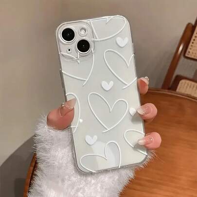 Capinha Capa Material transparente TPU Padrão de coração simples I P H ONE XR 11 12 13 14 15 16 PRO MAX 7 14 15 16 PLUS REDMI A1 A2 A3 A5 9A 10C 12C 11A 13C 14C  11 12 LIRE NOTE 8 9 10 11 12 13 14 PRO POCO C55 C65 X3 X4 X5 X6 F3 F5 M4 PRO M5S F7 Galaxy M23 M34 M52 M53 A03 A04 A13 A05S A07 A10 A11 A12 A14 A15 A17 A20 A30 A23 A32 A34 A35 A50 A51 A52 A54 A55 A71 A72 S20 FE S21 FE S22 ULTRA S23 FE S23 ULTRA S24 PLUS S24 ULTRA S25 ULTRA  MOTO G04 G7 G9 PLAY G10 G13 G23 G14 G15 G20 G22 G24 G30 G32 G34 G35 G52 G53 G54 G60 G84 E7 E13 E20 E22 EDGE 30 40 CASE