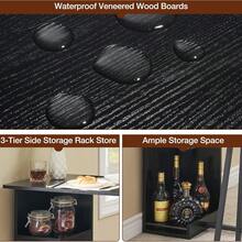 Mesa de bar pequeña de 3 piezas y sillas con 3 estantes de almacenamiento, mesa de comedor de cocina retro para 2, muebles de apartamento de ahorro de espacio con taburetes - MDF negro - Ver 8