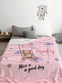 Personalized Name Cute Bear Swing Blanket, Super Soft Flannel Throw Blanket, Birthday Gift For Girls - Multicolor - View 6
