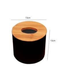 Elegant Bamboo Lid Tissue Box With Plastic Base, Disposable Tissue Dispenser For Home And Office Use - Multicolor - View 8