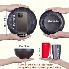 1 Juego de platos irrompibles, juego de vajilla reutilizable apto para microondas y lavavajillas, color negro - Adecuado para camping y uso diario - Negro - Ver 4