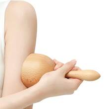 Taza de masaje de madera de mano SilvaLex, herramienta de masaje de terapia de madera para esculpir el Body, drenaje linfático, anticelulitis y alivio del dolor muscular - Albaricoque - Ver 3
