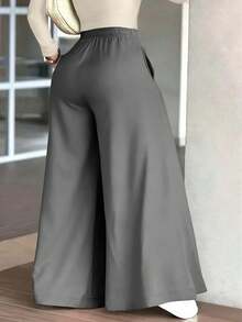 Pantalones anchos y sueltos de pierna ancha tipo maxi para mujer, para primavera - Gris - Ver 3