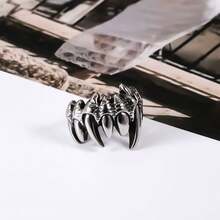 1pc Vintage Style Non-Fading Teeth & Skull Punk Finger Ring, Vampire Gothic Halloween Gift For Men - SA420 - View 4