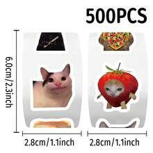 500 miếng/cuộn Hình dán mèo ngộ nghĩnh, nhãn dán niêm phong, decal trang trí dễ thương cho sổ tay, điện thoại, đàn guitar, phần thưởng, quà tặng hoạt hình - Nhiều màu - Xem 4