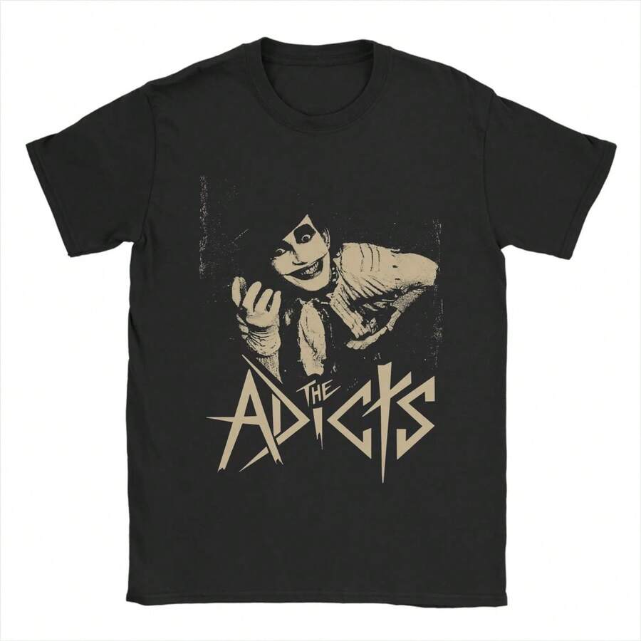 Joker in the Pack Adicts Music Punk T-Shirt Men Humorous Cotton Tees O Neck Short Sleeve T Shirts Plus Size Tops - Negro - Ver 1