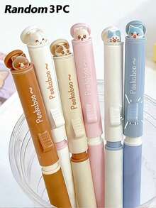 3pcs New Cat Shaped Retractable Pens, 0.5mm Black Quick-Drying Funny Stress Relief Cute Kitty Pens, Creative Learning & Office Supplies, High-Quality Smooth Black Ink, Suitable For Cat Lovers, School, Office, Party & Holiday Gifts - Multicolor - View 14