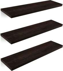 Redlemon Repisas Flotantes de Madera de 50cmx15cm, Set de 3 Estantes Minimalistas, Ideales para Decorar tu Cocina, Baño, Sala, Cuarto, Negocio y Más. Soportan hasta 10 kg, Fáciles de Instalar - Café integral - Ver 6