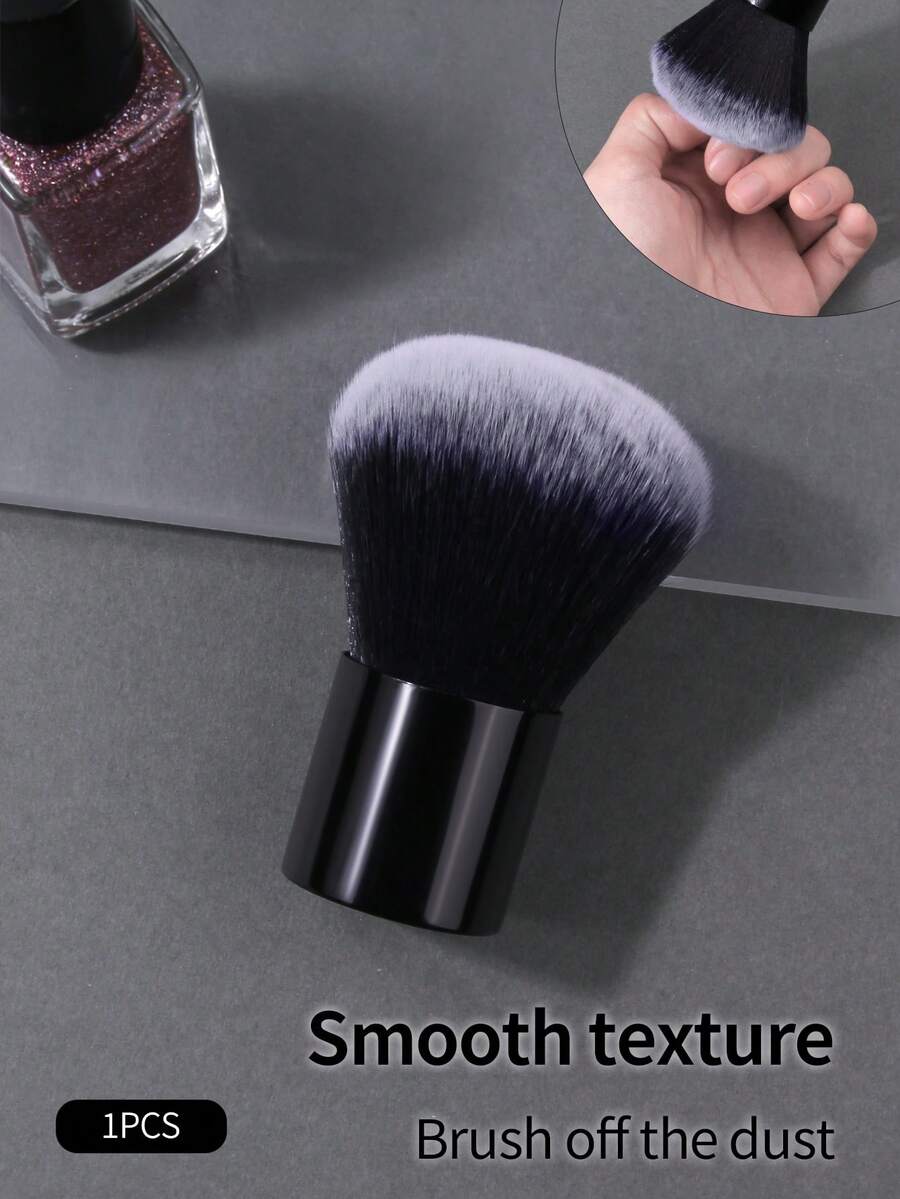 1pc Portable Nail Powder Brush, Metal Short Handle Design With Soft Bristles For Easy And Quick Nail Powder Cleaning, Suitable For Beginners And Makeup Use