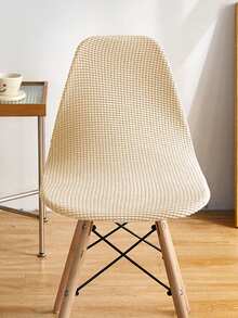 1/4pcs Simple Solid Color Removable & Washable Elastic Corn Fleece Curved Shell Chair Cover, Suitable For All Seasons - Light Yellow - View 1