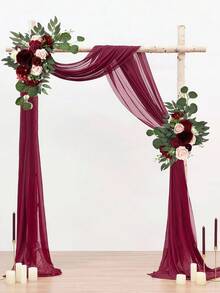 2 piezas Conjunto de ramos de flores artificiales, adecuado para arco de boda, cartel de bienvenida y decoración del área de recepción. Ideal para la decoración del arco y el telón de fondo de la ceremonia de boda, cartel de bienvenida. Burdeos - Burdeos - Ver 5