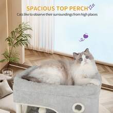 178cm Cat Tree For Indoor Cats, Multi-Layer Scratching Post With Large Platform, 2 Caves, 7 Sisal Posts, Pompoms, Cat Basket, Hammock, Suitable For Cats, Light Grey - Light Grey - View 8