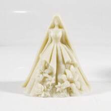 1个DIY婚纱硅胶蜡烛模具，素色裙摆3D婚纱装饰模具 - 透明色 - 查看 3