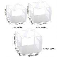 10pcs Transparent Plastic Cake Boxes, 3/4/5 Inch Handheld Party Packaging, PET Material, Lockable, Suitable For Cakes, Chocolates, Donuts, Pastries, Square, Suitable For Christmas, Halloween, Easter, Thanksgiving - Multicolor - View 10