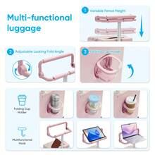 TABU 20" Ride On & Carry On Luggage With Tablet & Cup Holder, 200 Lbs , 360° Silent Wheels & TSA Lock, Pink/ Vanilla/Cream Coffee/Black - 粉色 - 查看 3