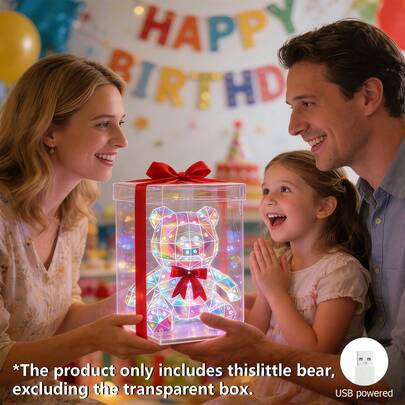 1pc Cute Bear Shaped LED Light, Colorful LED Lamp, USB Powered, No Battery, Home Decor, Suitable For Valentine's Day, Easter, Children's Day, Baby Christening, Wedding, Anniversary, Birthday, Proposal, Lovely Bedroom Decor, Personalized Gift